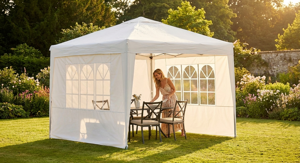 White pop-up gazebo with aluminium frame for outdoor events - view 3