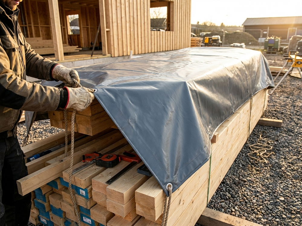 Grey PVC Tarpaulin 4x6 metres waterproof and UV-resistant