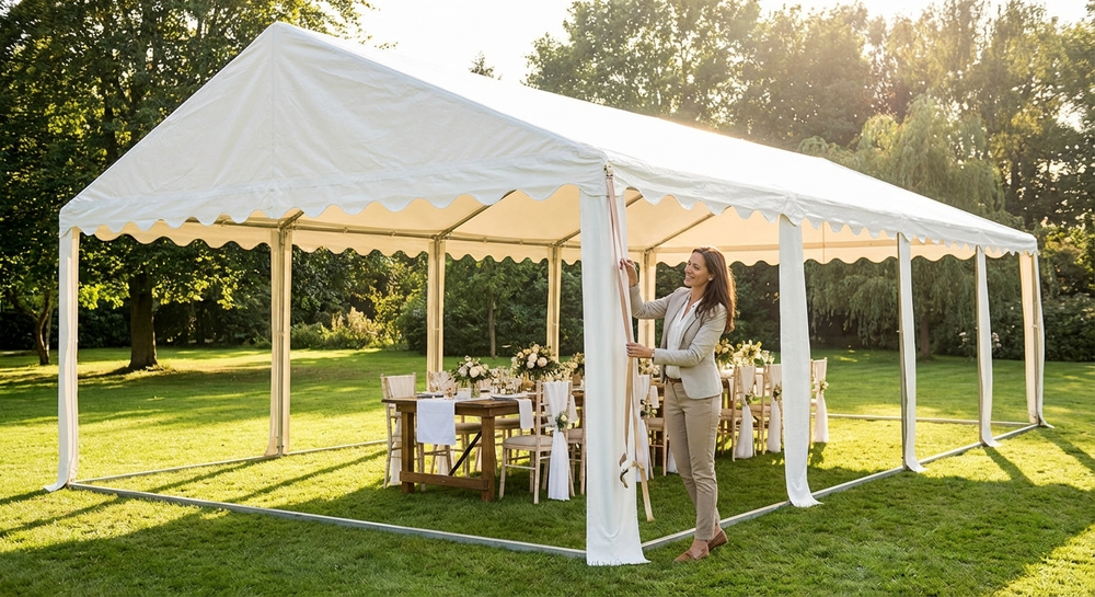 White PVC marquee roof cover 6x14m for outdoor events - view 3