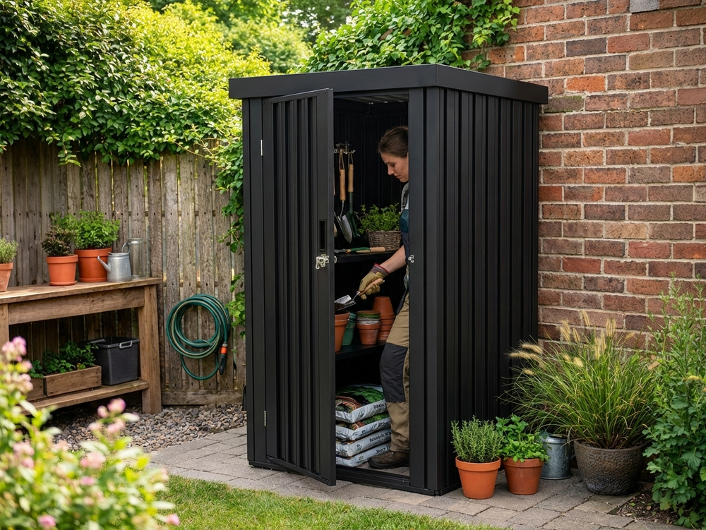 Anthracite Metal Garden Shed for Outdoor Storage - product detail