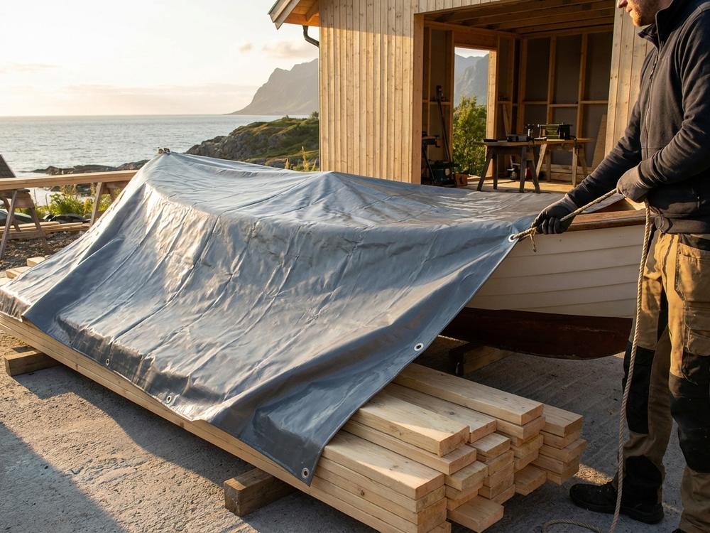 Grey PVC Tarpaulin 6x10 m for Outdoor Use - view 3