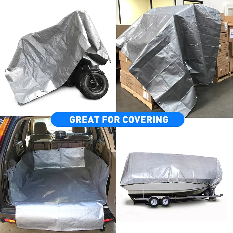 Versatile 140gsm Silver Tarpaulin - Medium Duty Waterproof Cover for Home and Outdoor Camping